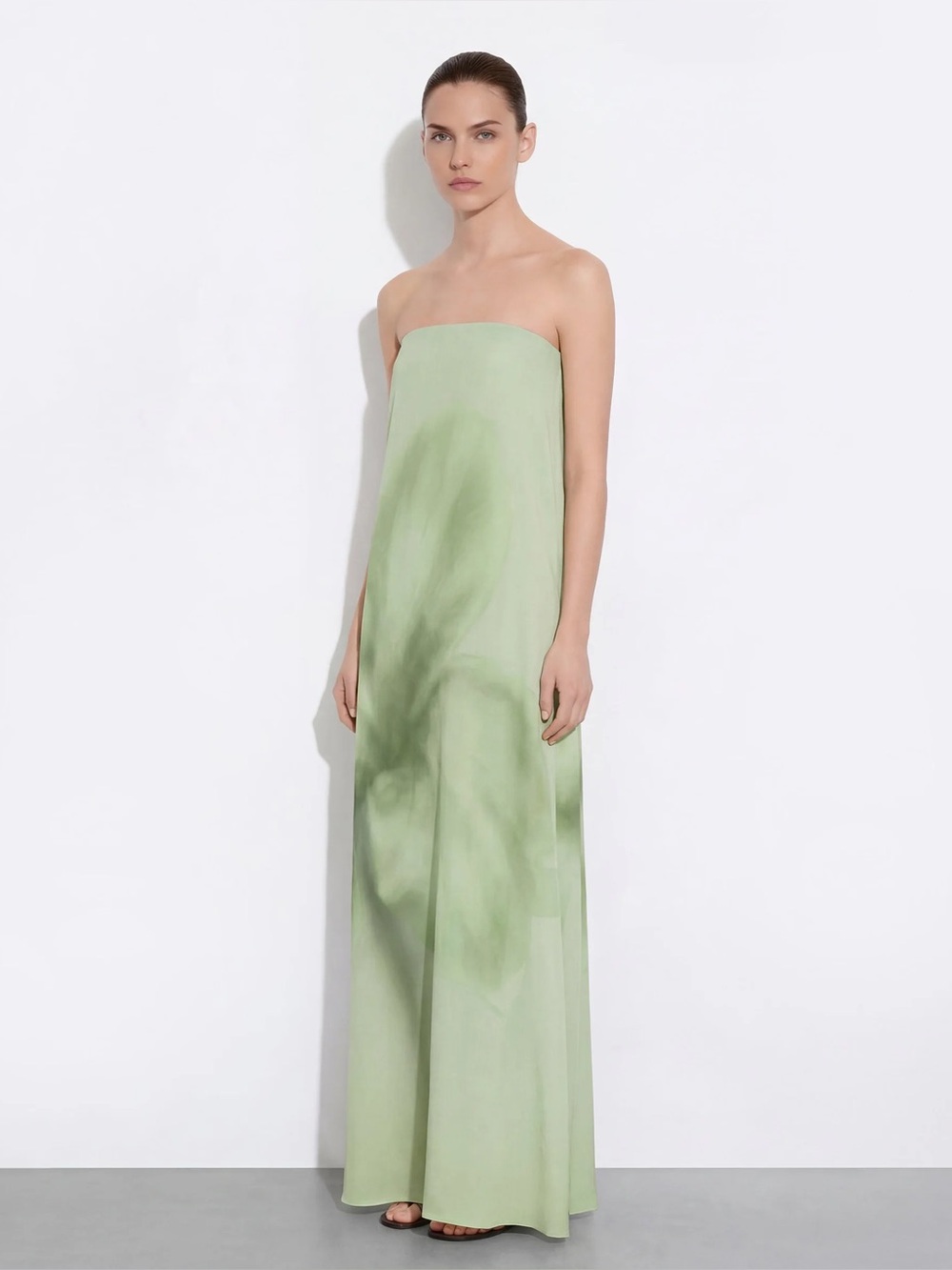 Strapless Light Green Maxi Dress